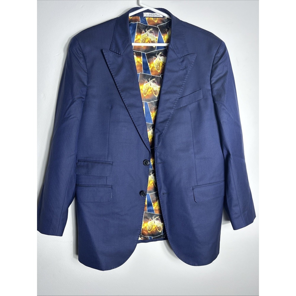 Joseph Abboud Blazer Mens 42R Navy Blue Knit Wool 2 Button Sport Coat